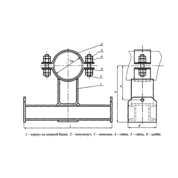Подвески хомутовые на опорной балке с проушинами ОСТ 24.125.118-01